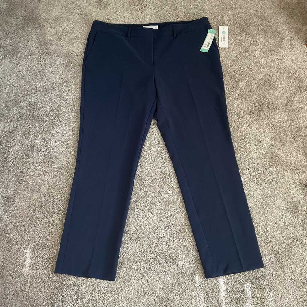 NWT Stitch Fix Margaret M Straight Leg Trouser Pant Navy Blue XL